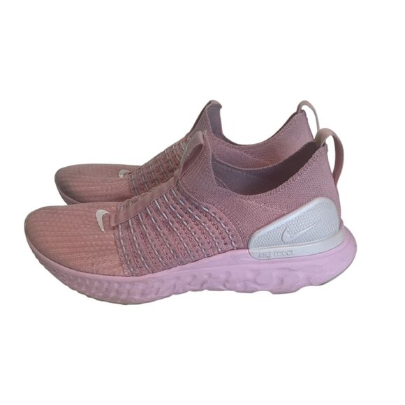 Nike Womens Pink Flyknit Phantom Running Shoes US 7 EUR 38 Lightweight Stretch C - Picture 2 of 6